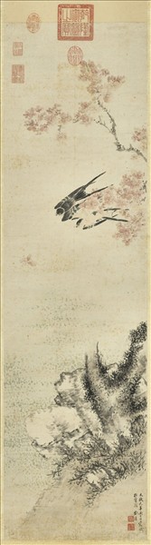 明劉邁杏林春燕　軸