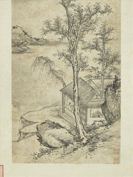 明項聖謨畫山水　軸