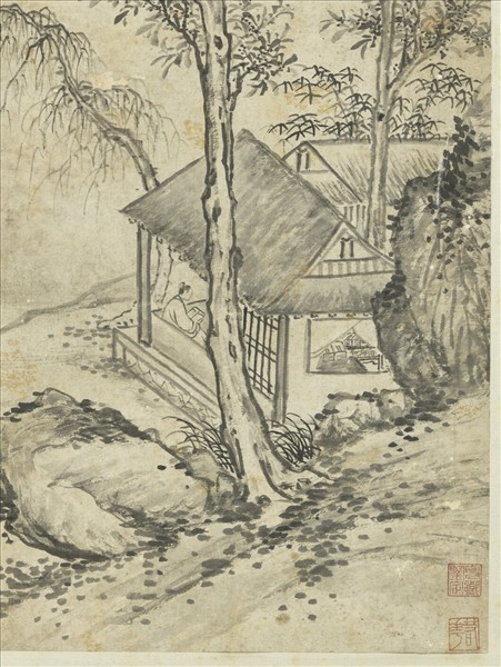 明項聖謨畫山水　軸