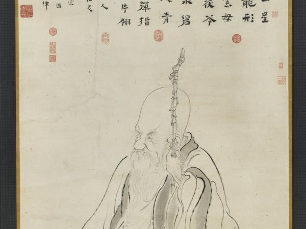 清華喦畫壽星　軸