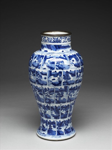 青花山水圖觀音瓶