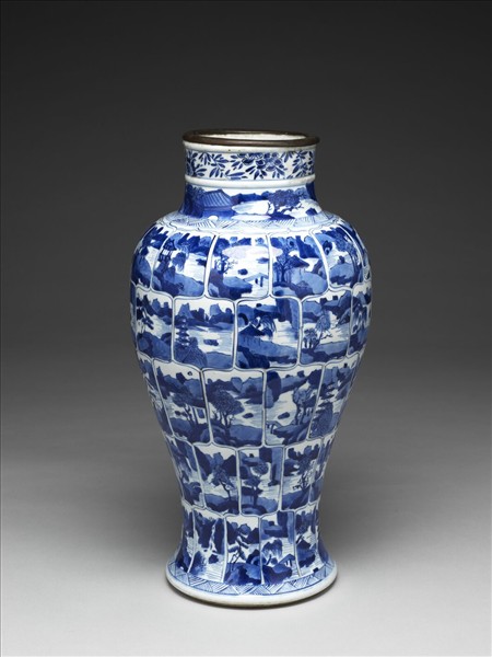 青花山水圖觀音瓶