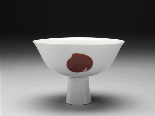 釉裡紅三果紋高足碗