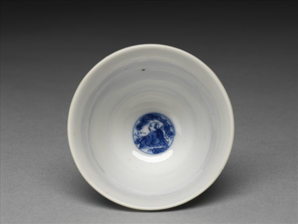 青花山水高士圖茶鍾