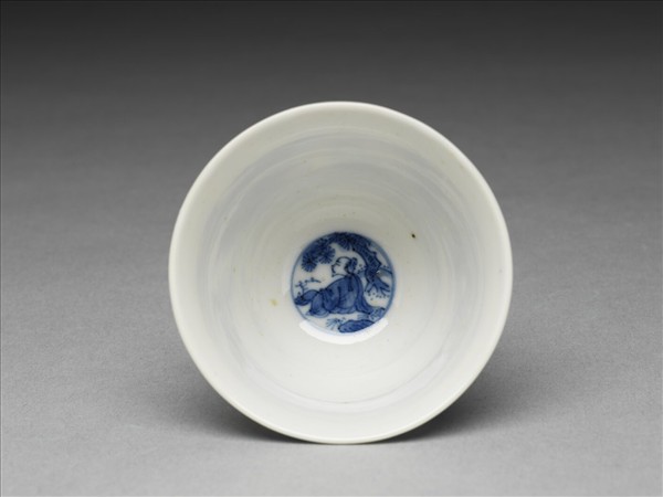 青花山水高士圖茶鍾