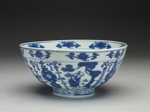 青花仙人豐登圖碗