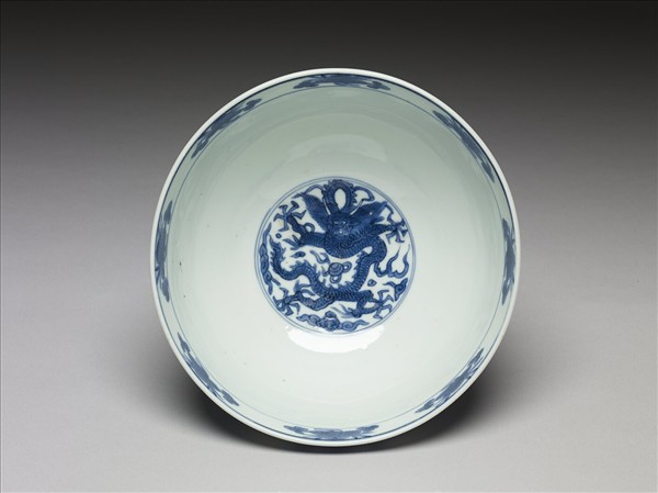 青花仙人豐登圖碗