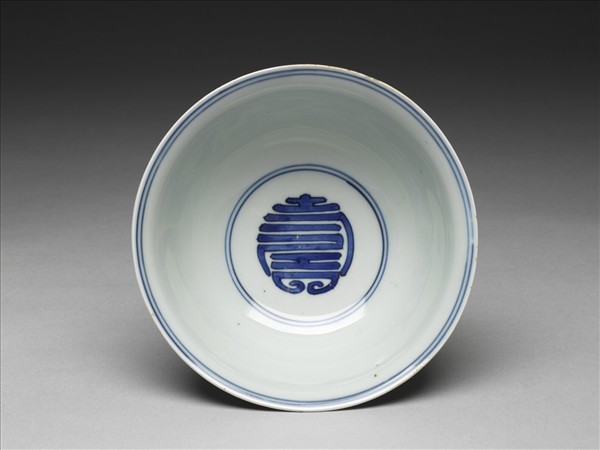 青花花果壽字紋碗