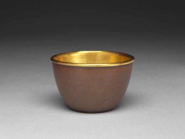 紫砂胎紫金釉套杯