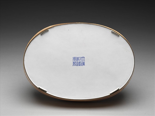 銅胎畫琺瑯橢圓花盆