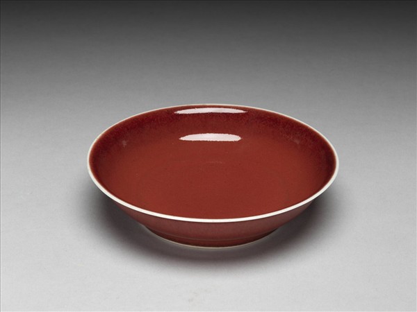 霽紅釉盤