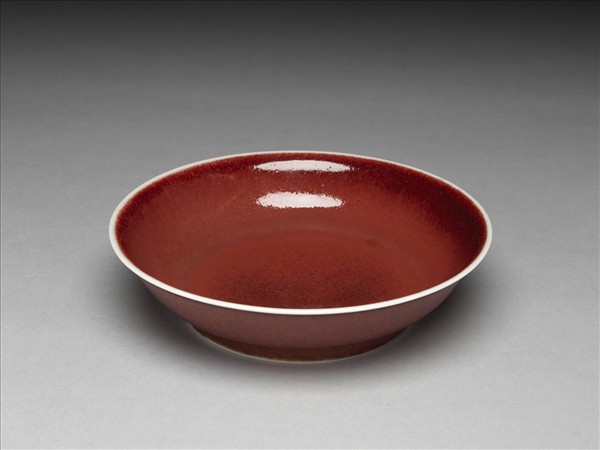 霽紅釉盤