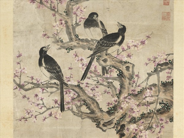 明劉世儒畫先春報喜　軸