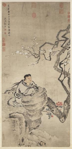 明張宏應真觀梅圖　軸