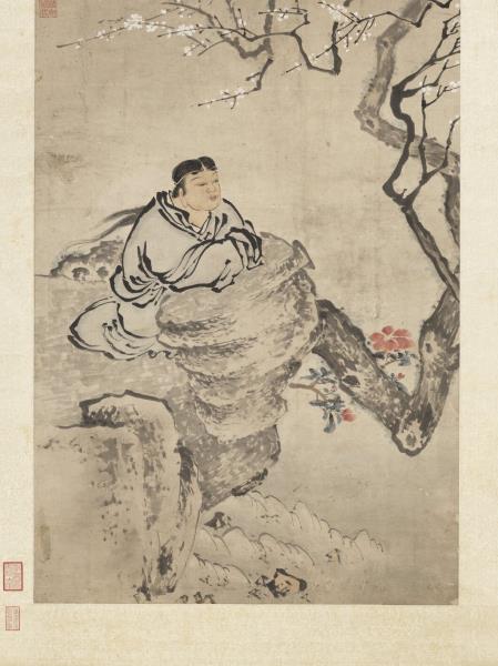 明張宏應真觀梅圖　軸