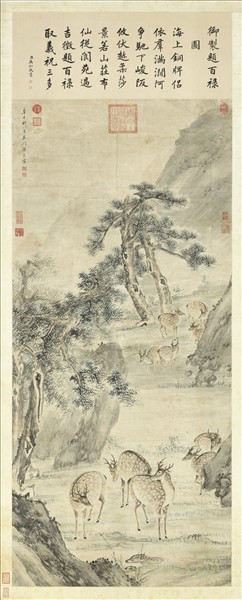 明張宏百祿圖　軸