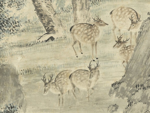 明張宏百祿圖　軸