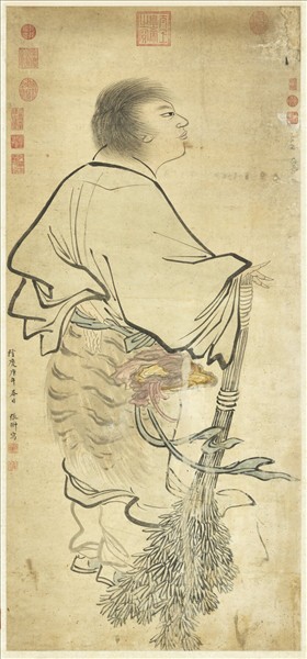 明張翀畫採芝仙　軸