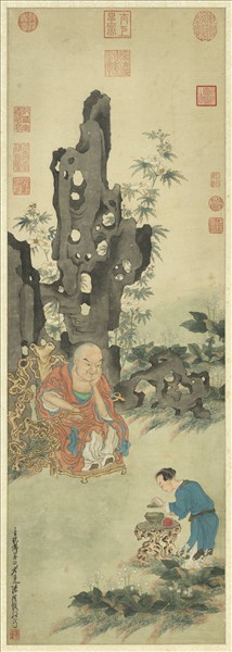 明陳洪綬畫羅漢　軸