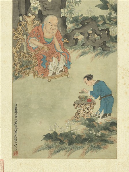 明陳洪綬畫羅漢　軸