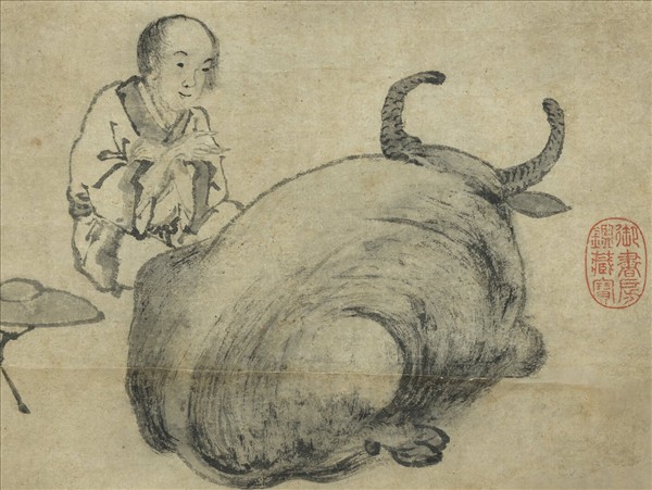 明人牧牛圖　軸