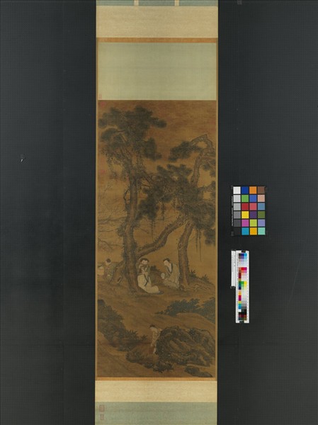 明人品茶圖　軸