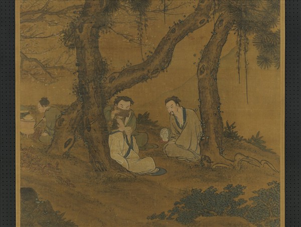 明人品茶圖　軸