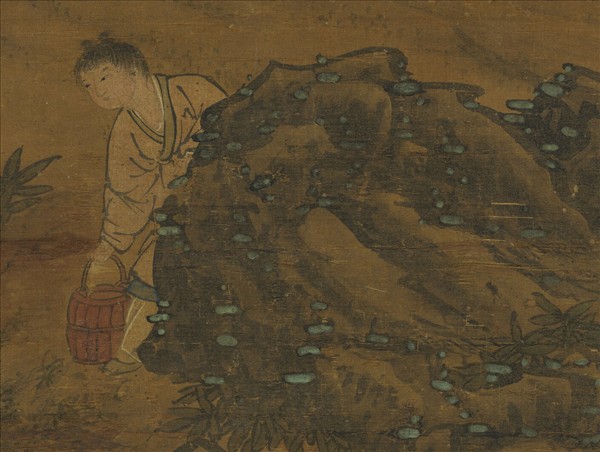 明人品茶圖　軸