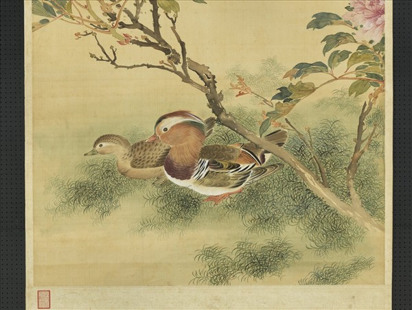 明人花下雙鴛圖　軸