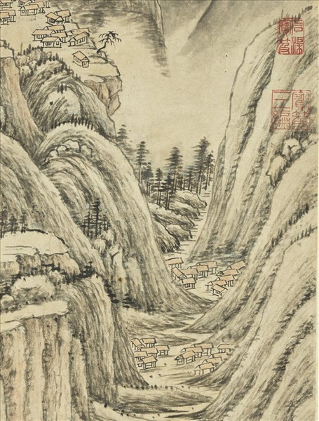 清王時敏倣大癡浮嵐煙嶂圖　軸