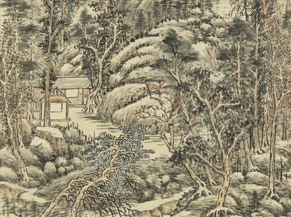 清王時敏倣大癡浮嵐煙嶂圖　軸