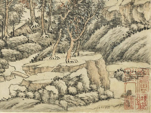 清王時敏倣大癡浮嵐煙嶂圖　軸