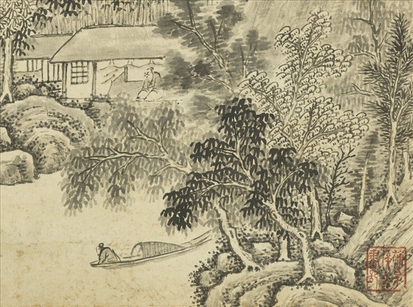 清徐枋仿董源筆意　軸