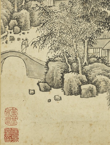 清徐枋仿董源筆意　軸