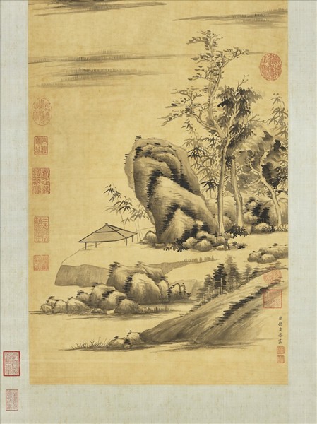 清赫奕茆亭竹樹　軸