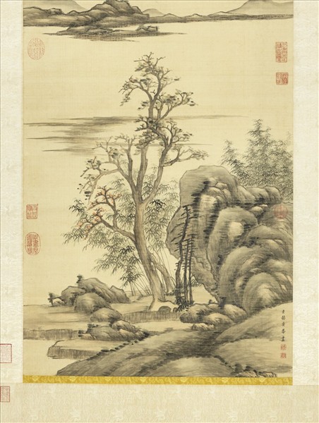 清赫奕畫山中讀書圖　軸