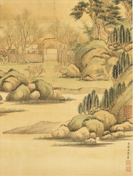 清赫奕畫唐人詩意　軸