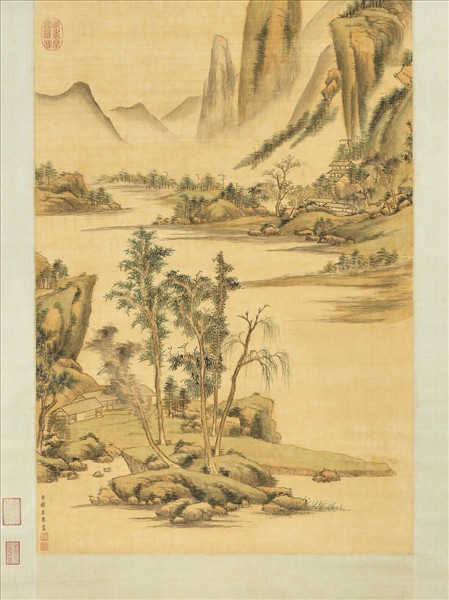 清赫奕倣倪黃合作筆意　軸