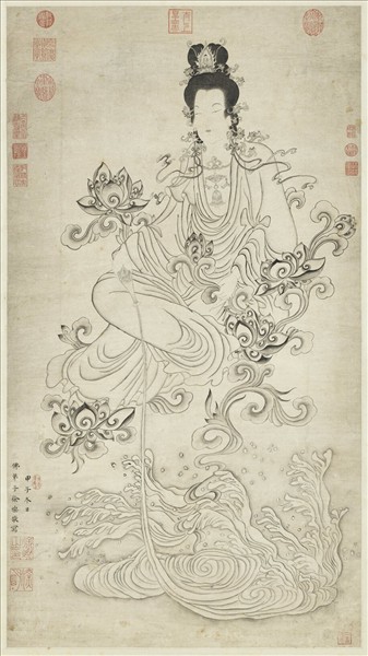 清徐燦畫瓶蓮大士　軸