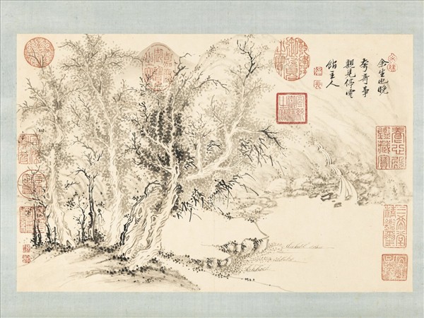 清陳書畫山水　軸　上