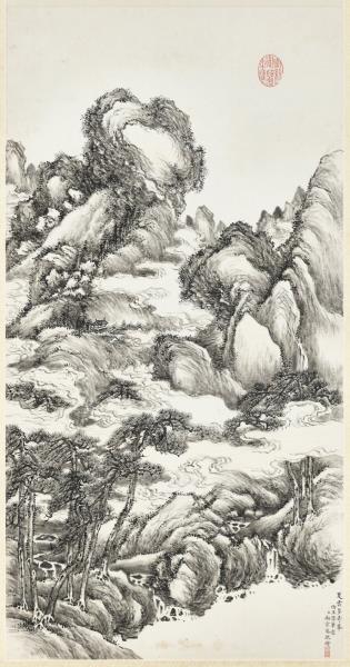 清勵宗萬仿王蒙夏雲多奇峰筆意　軸