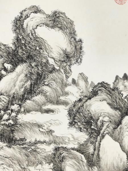 清勵宗萬仿王蒙夏雲多奇峰筆意　軸