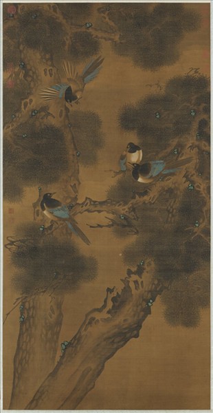 清黃本復雙松四喜圖　軸