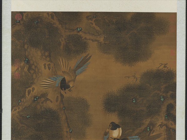 清黃本復雙松四喜圖　軸