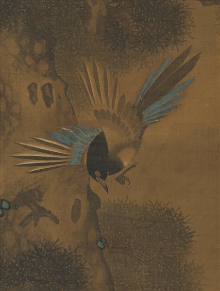 清黃本復雙松四喜圖　軸