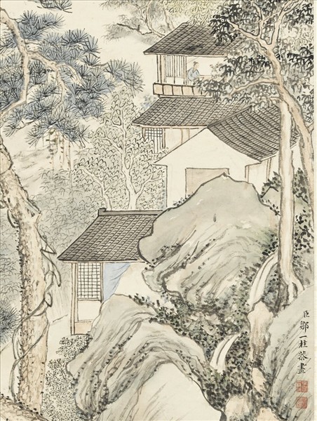 清鄒一桂畫山水　軸