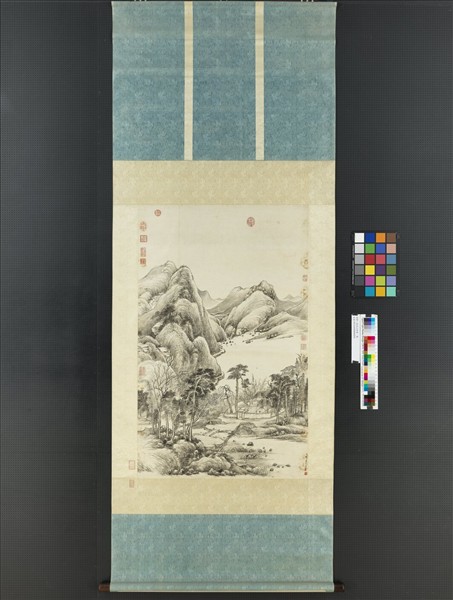 清鄒一桂畫溪山村落　軸