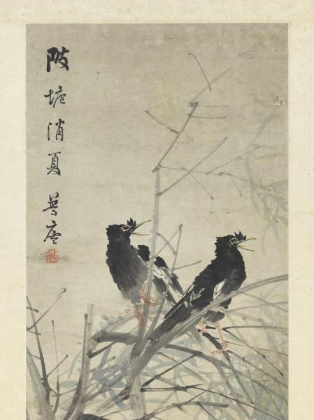 清朱偁花卉　軸