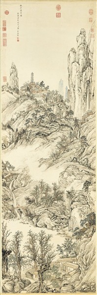 清鄒一桂秋山蕭寺　軸