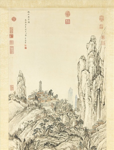 清鄒一桂秋山蕭寺　軸